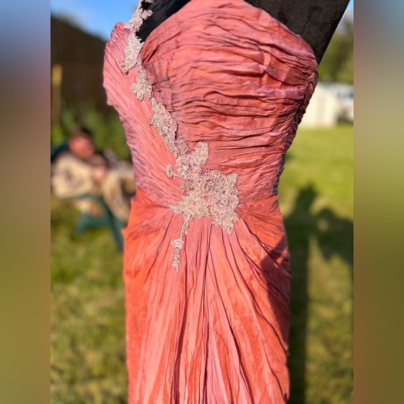 Vintage silk goddess dress coral - Picture 11 of 15